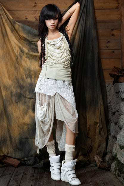 Fake Two Piece Vest Top