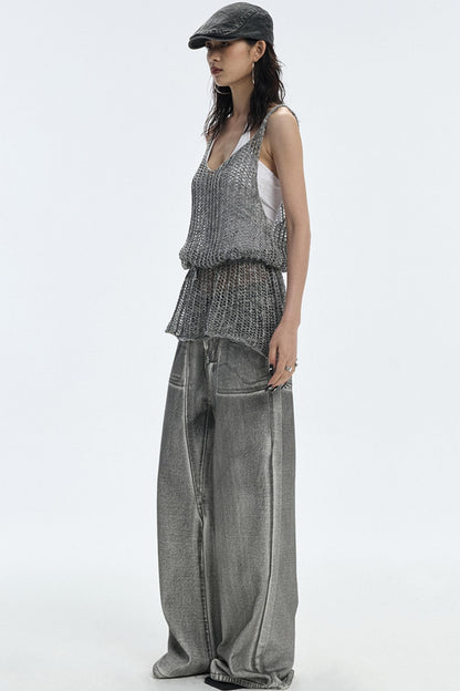 Cut-Out Knit Silk Camisole