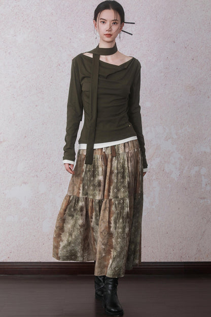Autumn Amber Brown Blended Skirt