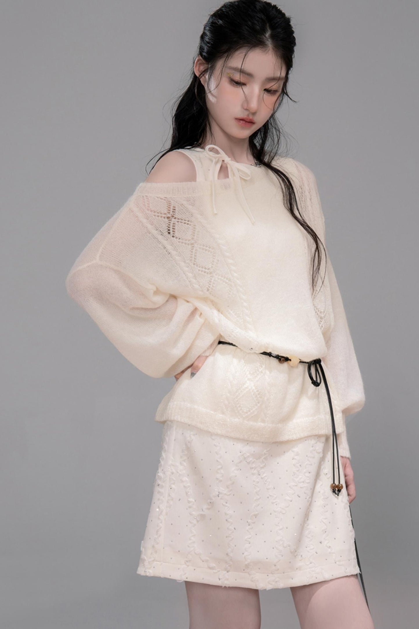Soft Mist Bat Sleeve Sweater