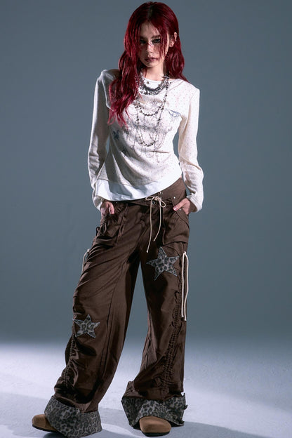 Star Leopard Wide-Leg Trousers