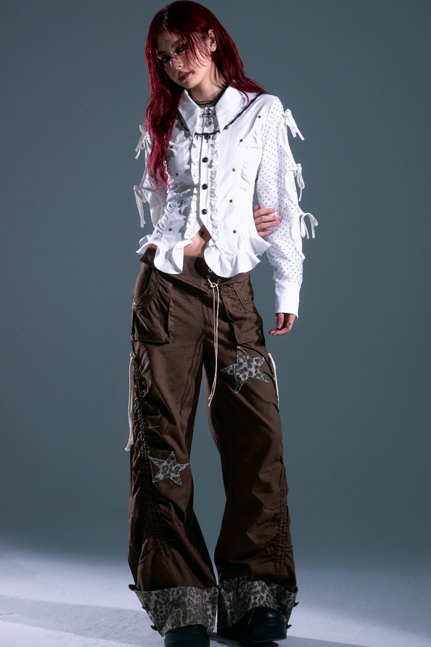 Star Leopard Wide-Leg Trousers