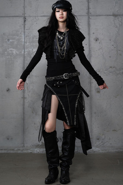 Irregular Leaky Leg Skirt