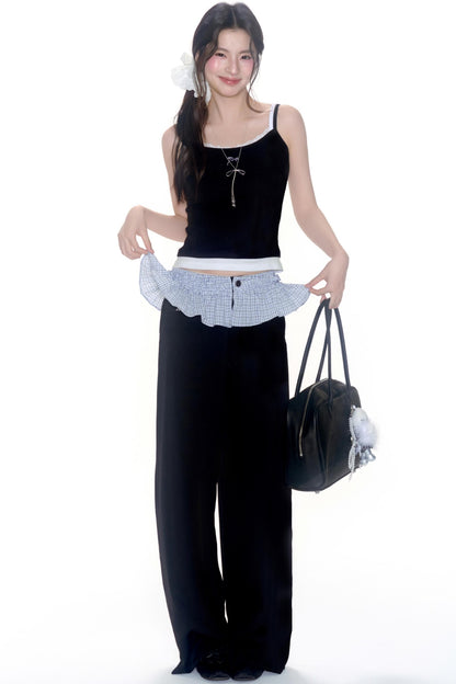 Lace Embroidery Suspender Skinny Vest