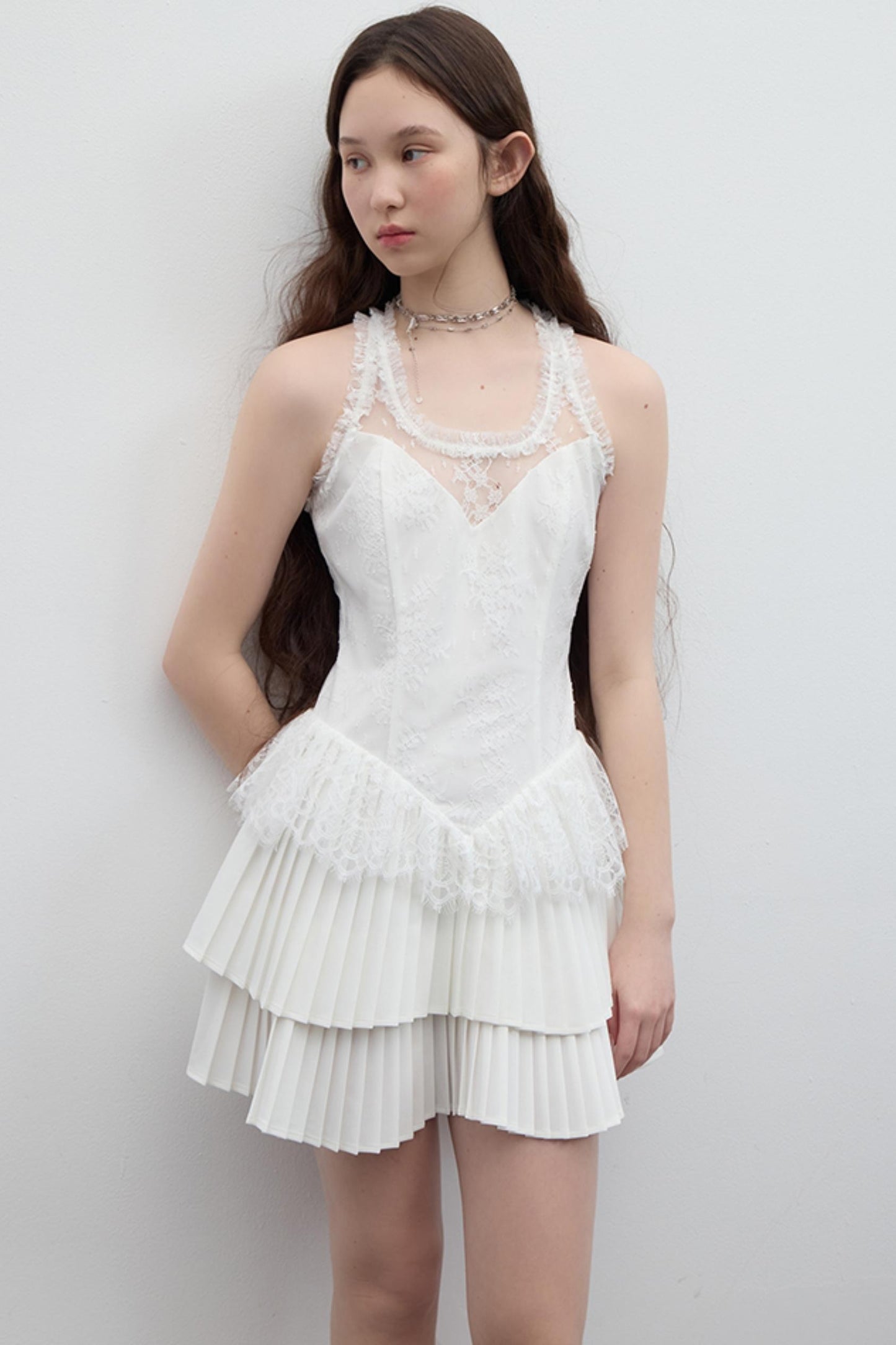 Pleated Bridal Gown Dress