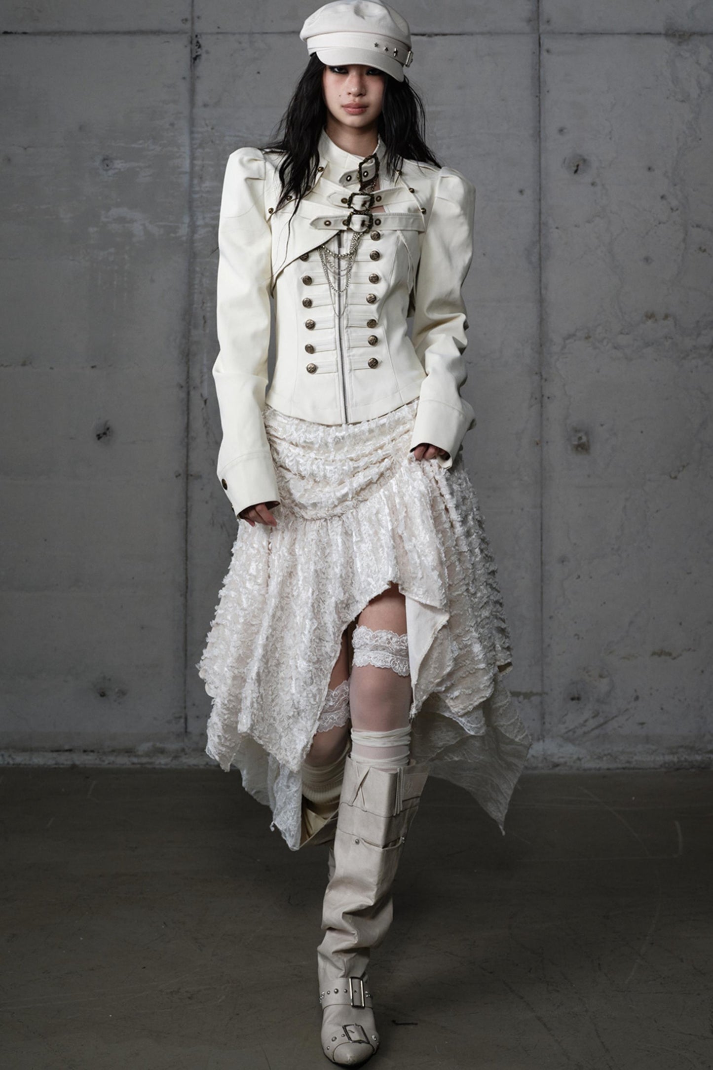 Velvet Irregular Check Bandeau Dress