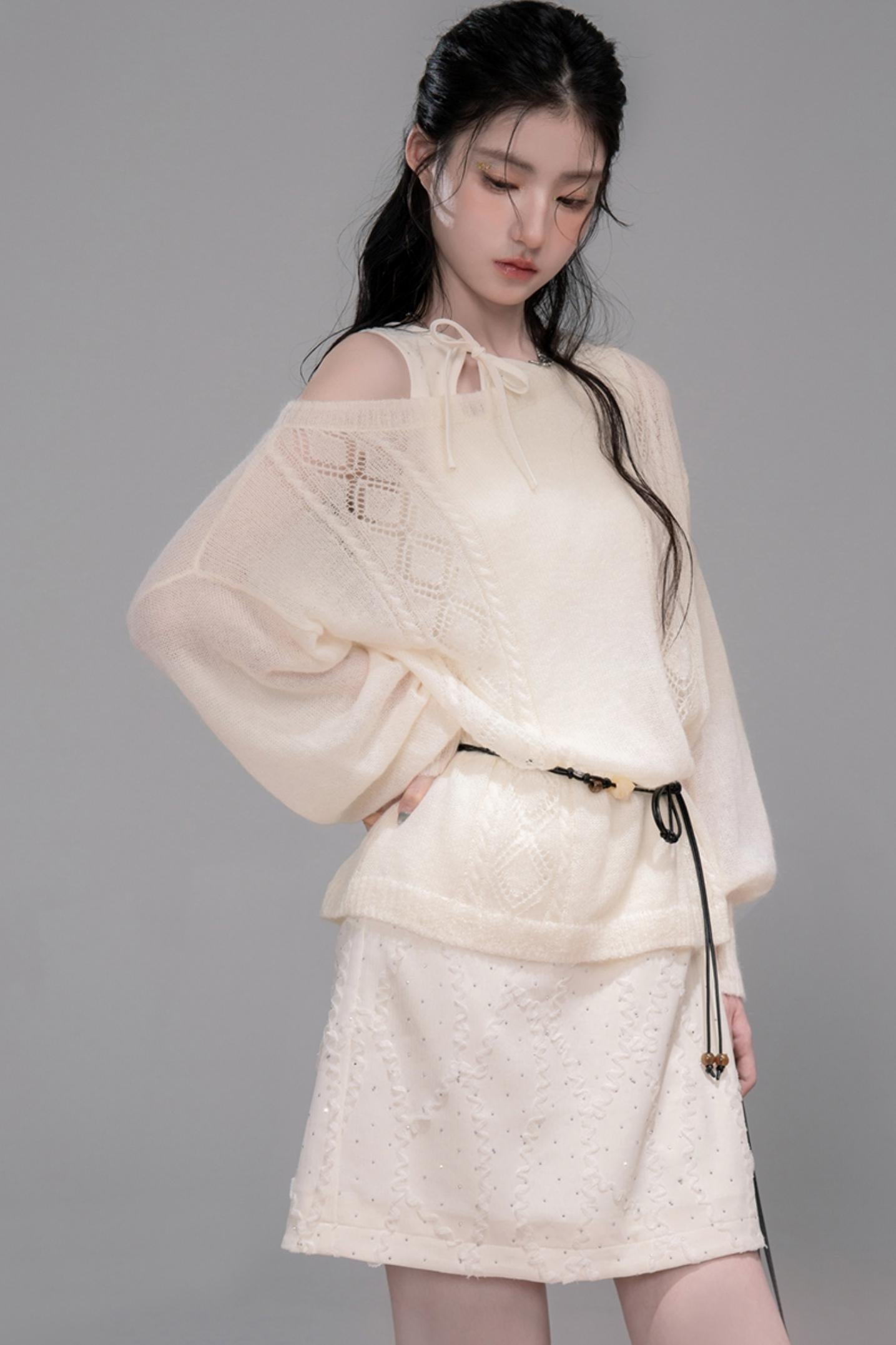 Starlight Jacquard Diamond Vest Dress Set-Up