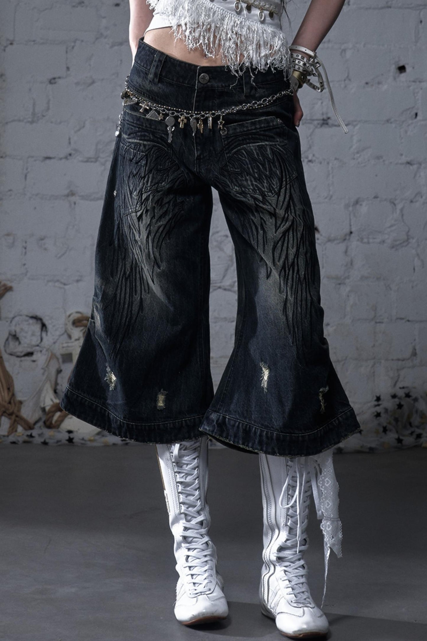 Winged Denim Trousers