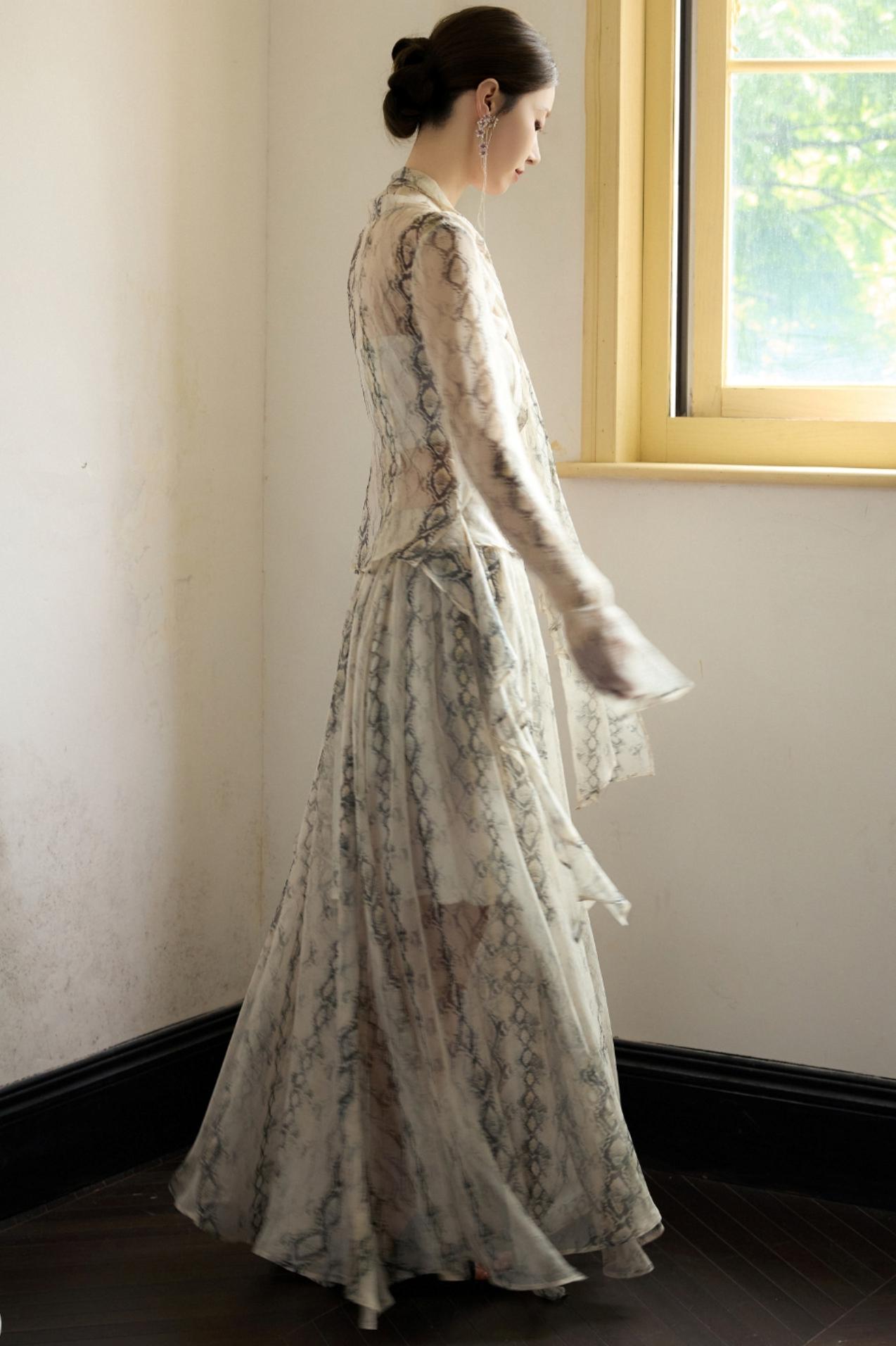 Snake Print A-line Skirt Set-Up