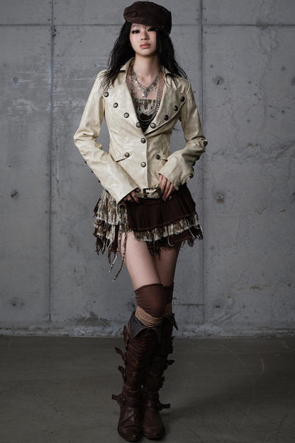 Embroidery Deconstructed  Short Leather Jacket