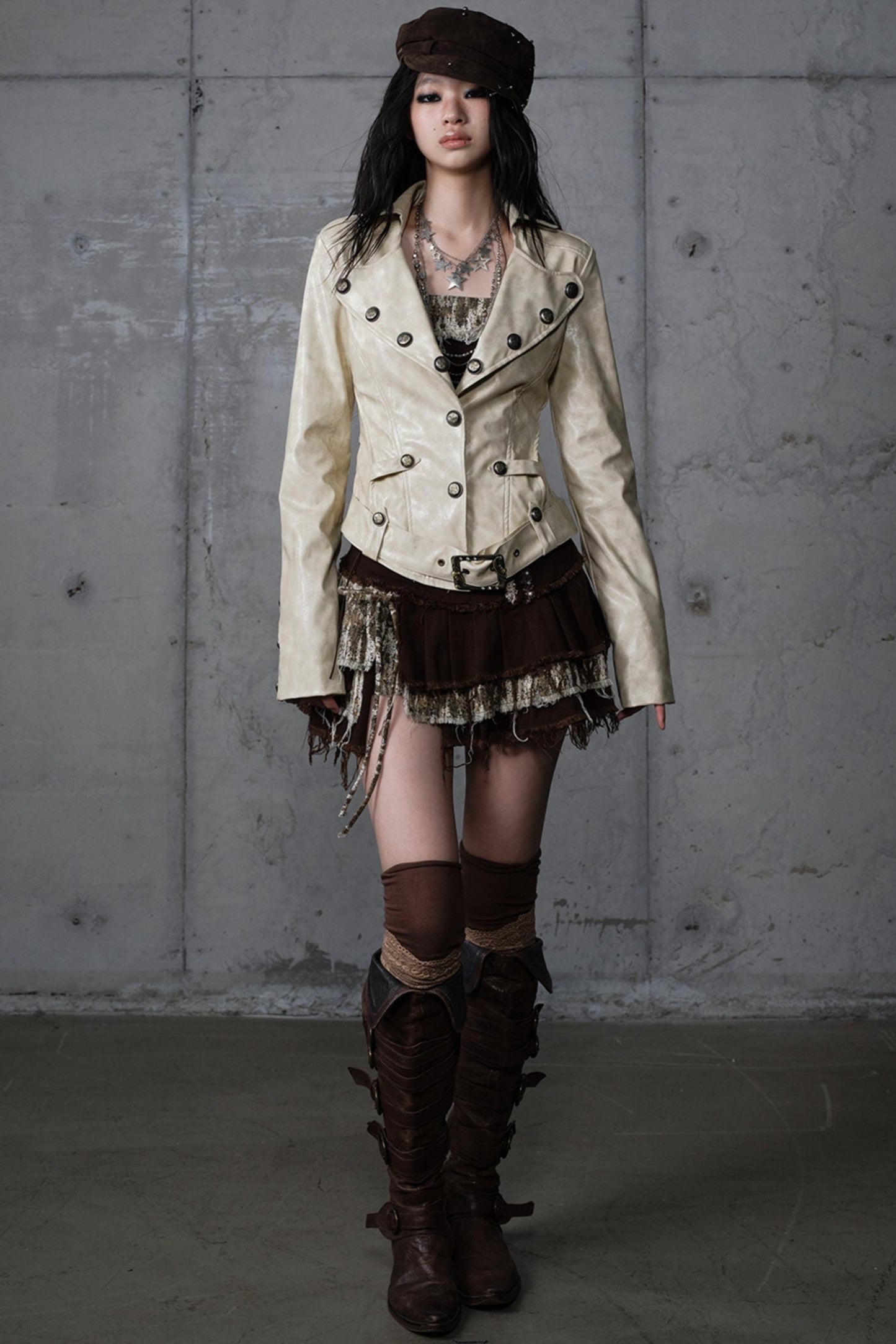 Embroidery Deconstructed  Short Leather Jacket