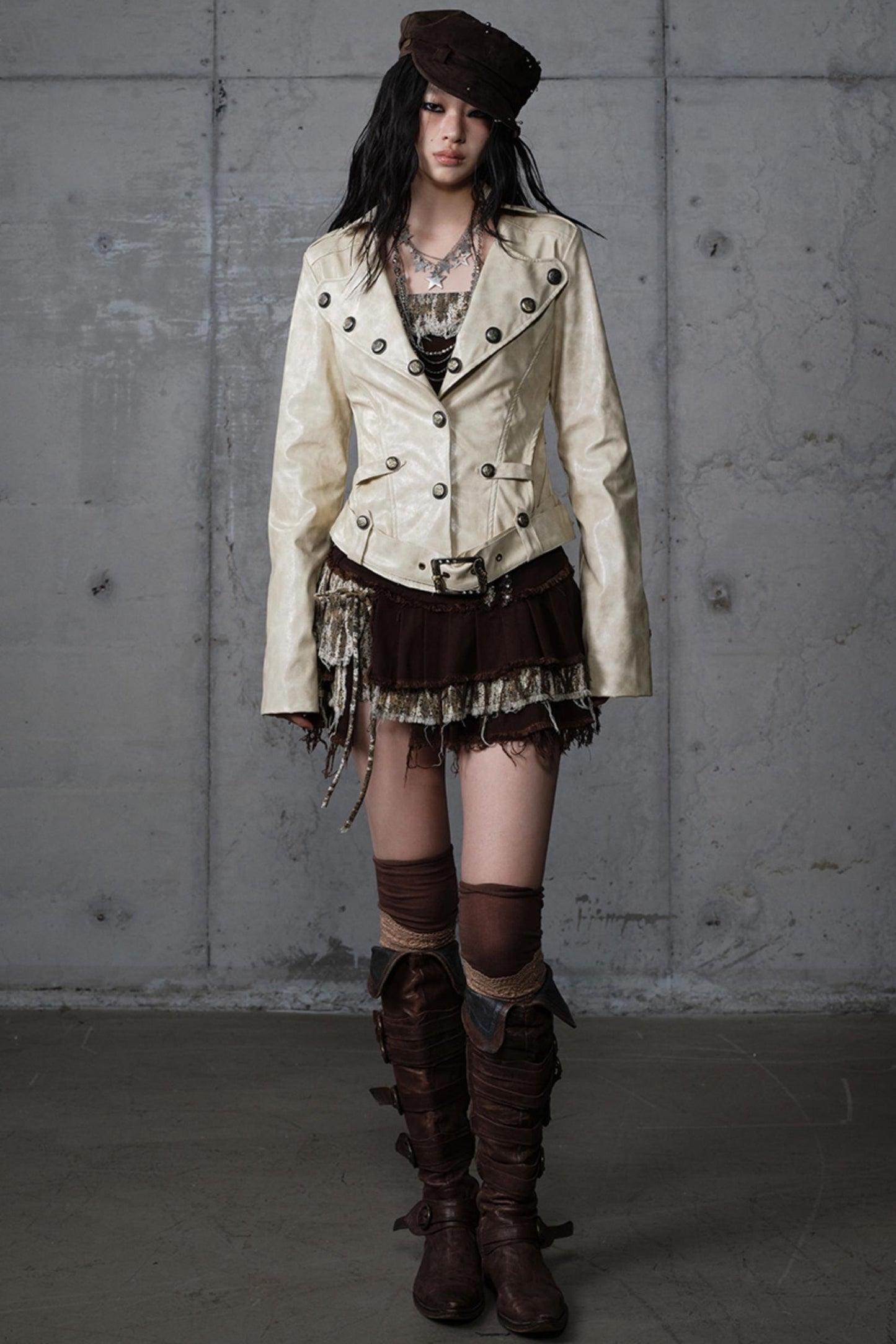 Embroidery Deconstructed  Short Leather Jacket