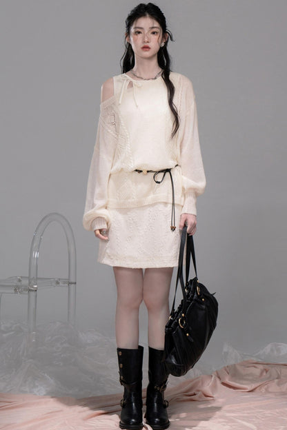 Starlight Jacquard Diamond Vest Dress Set-Up