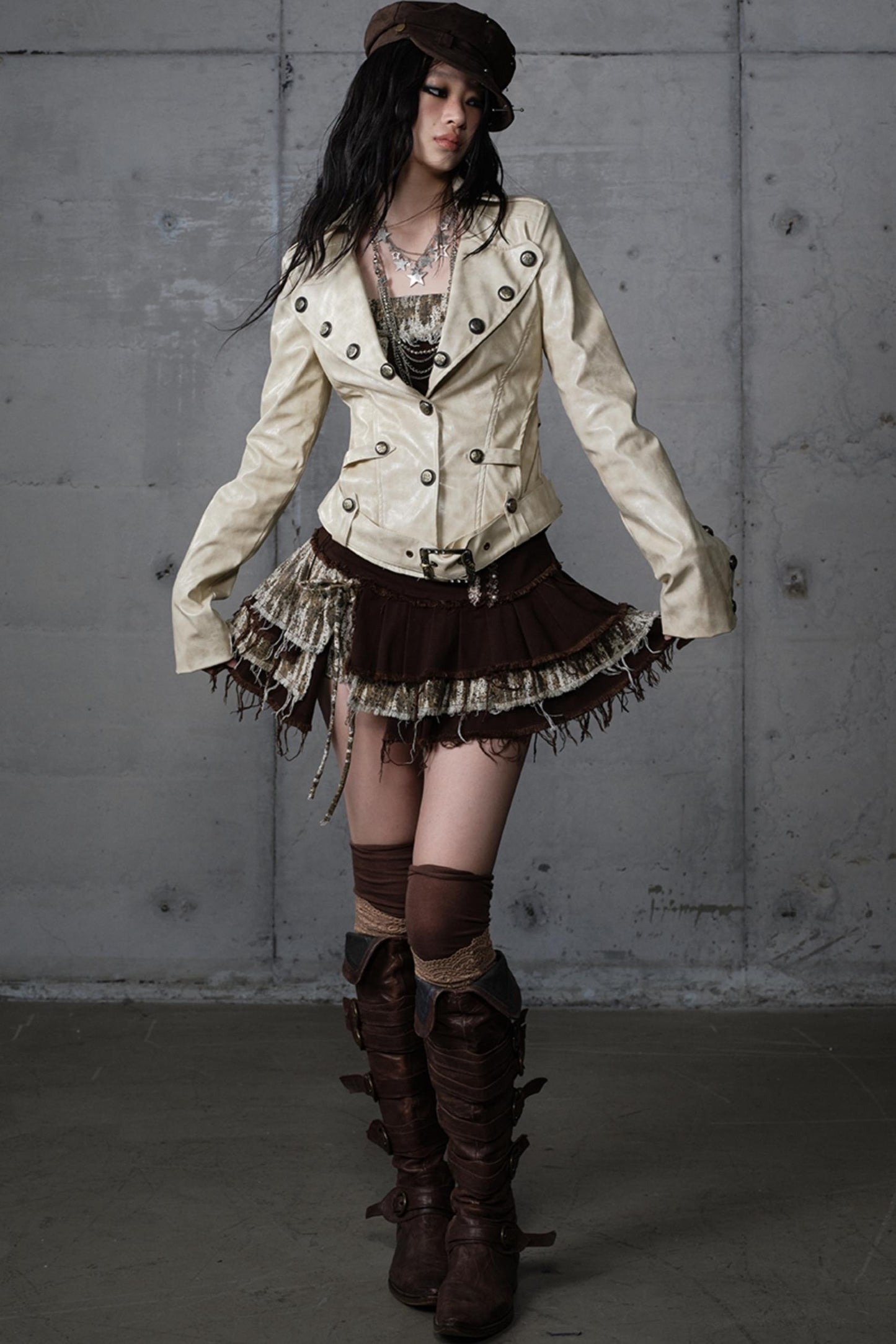 Embroidery Deconstructed  Short Leather Jacket