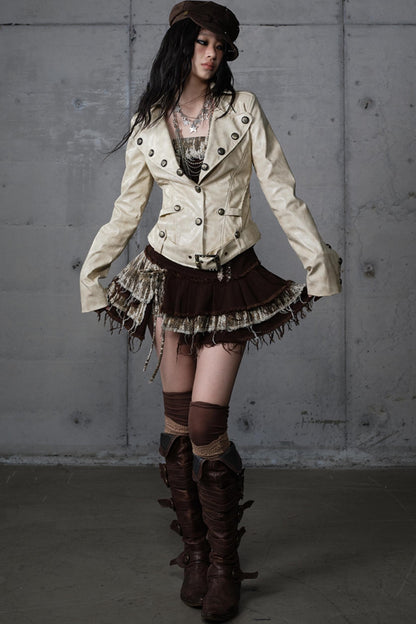 Embroidery Deconstructed  Short Leather Jacket