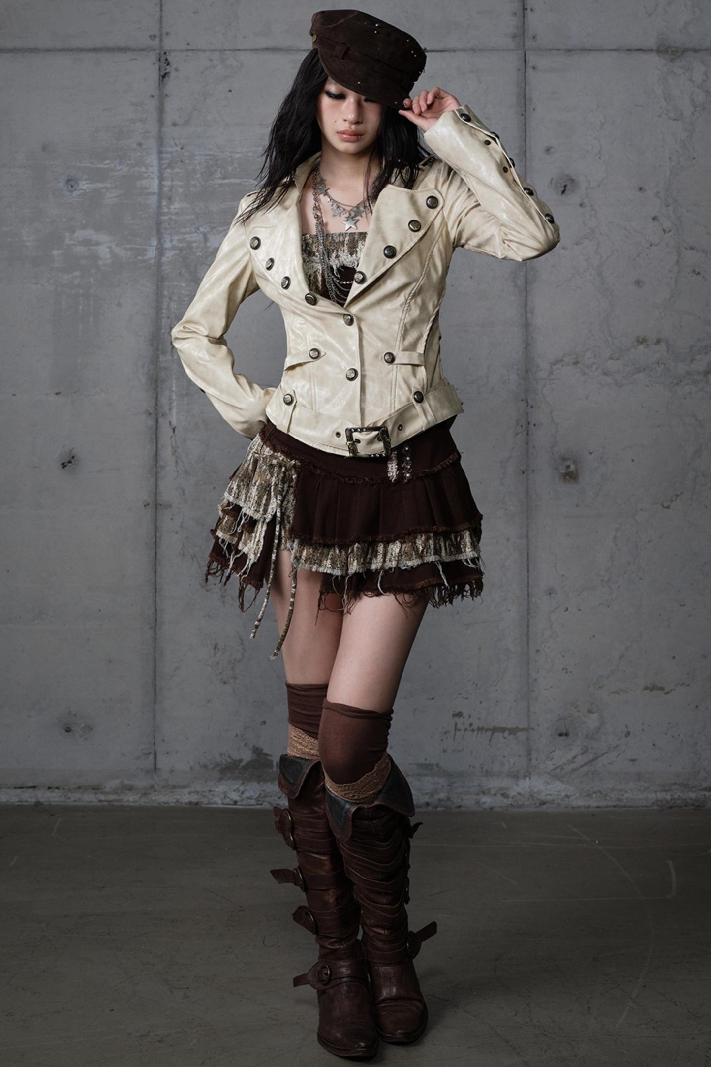 Embroidery Deconstructed  Short Leather Jacket