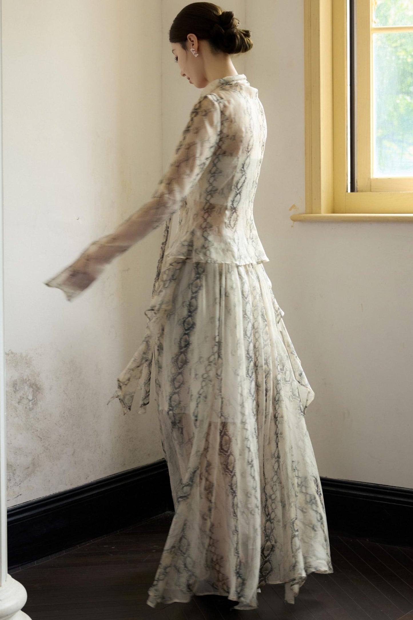 Snake Print A-line Skirt Set-Up