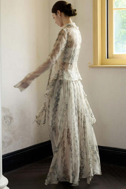 Snake Print A-line Skirt Set-Up