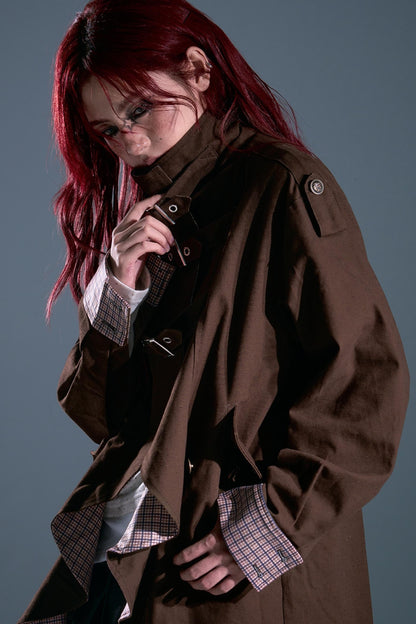 Vintage Check Wavy Edge Trench Coat