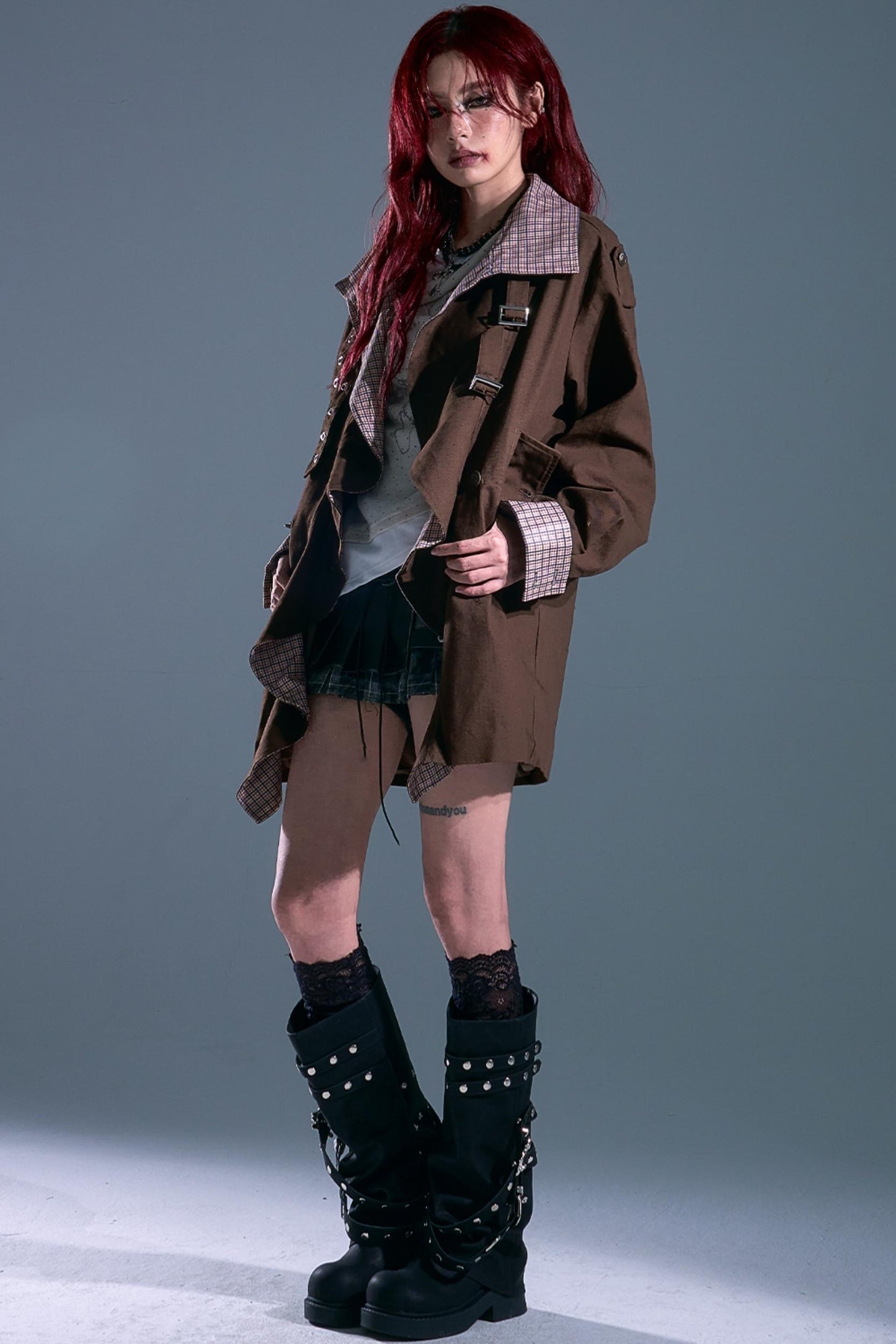 Vintage Check Wavy Edge Trench Coat