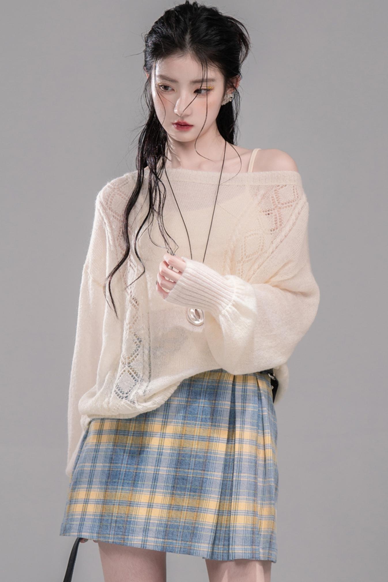 Soft Mist Bat Sleeve Sweater