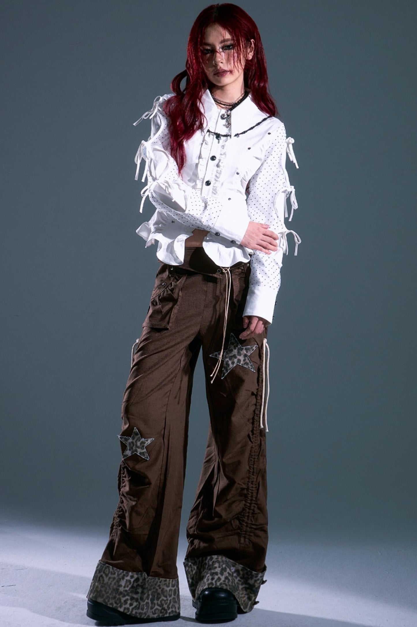 Star Leopard Wide-Leg Trousers