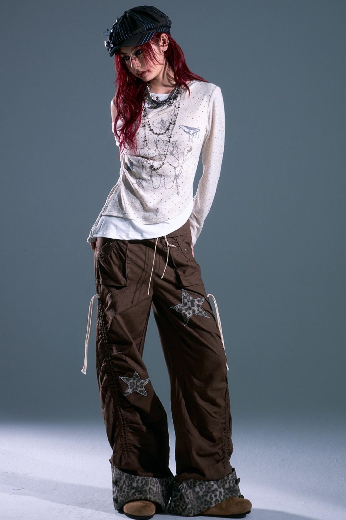 Star Leopard Wide-Leg Trousers