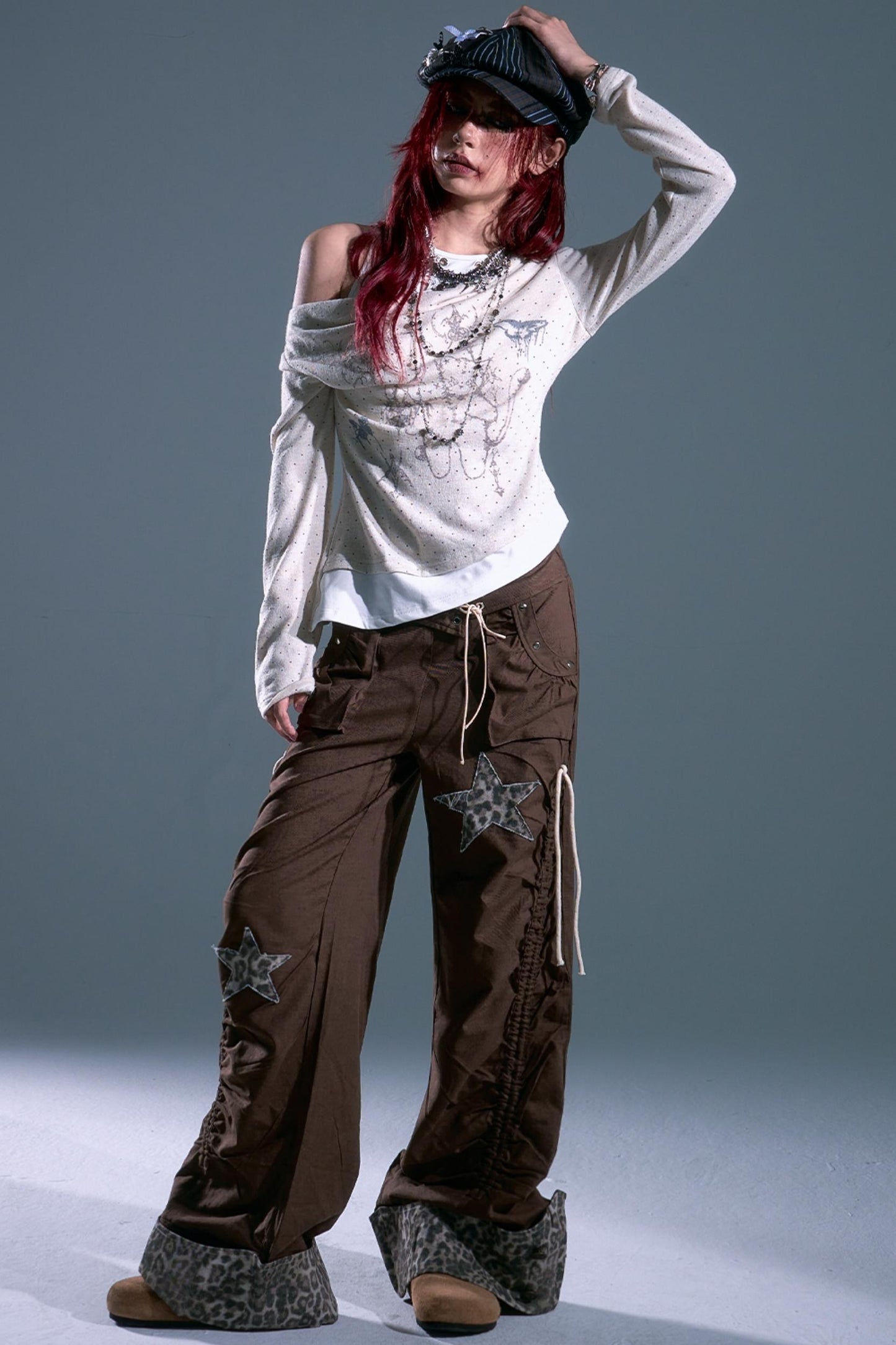 Star Leopard Wide-Leg Trousers