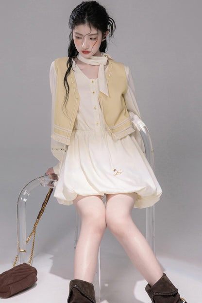 Urban Hibiscus Apricot Shirt Dress Set-Up