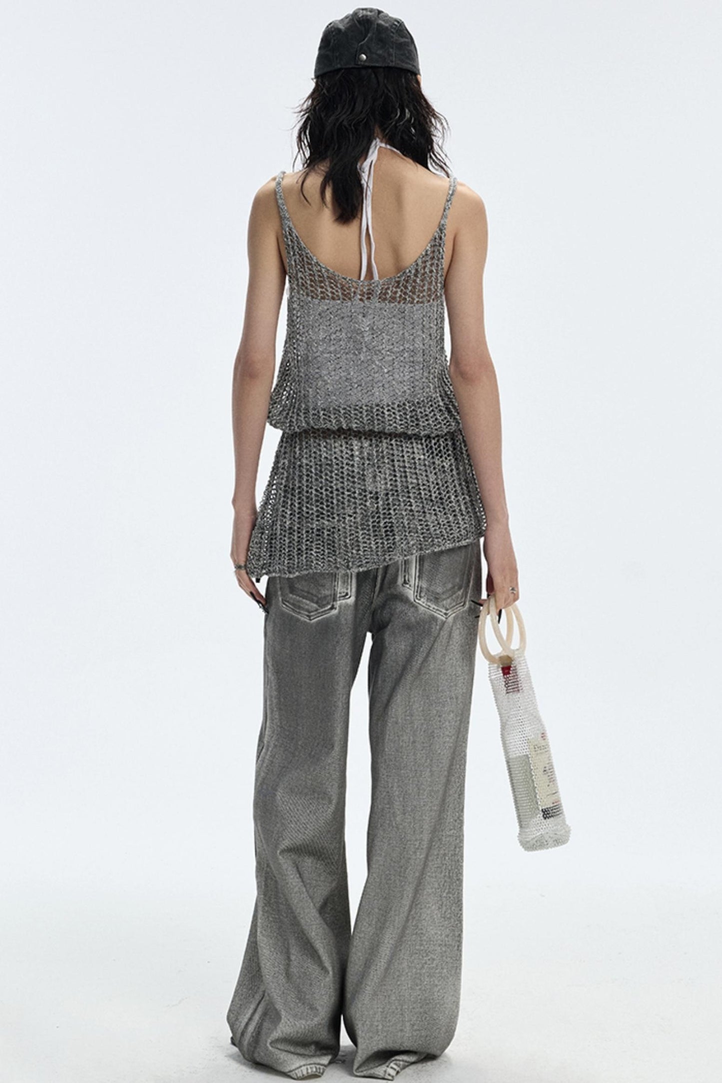 Cut-Out Knit Silk Camisole