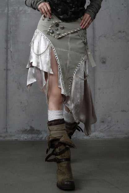 Irregular Leaky Leg Skirt