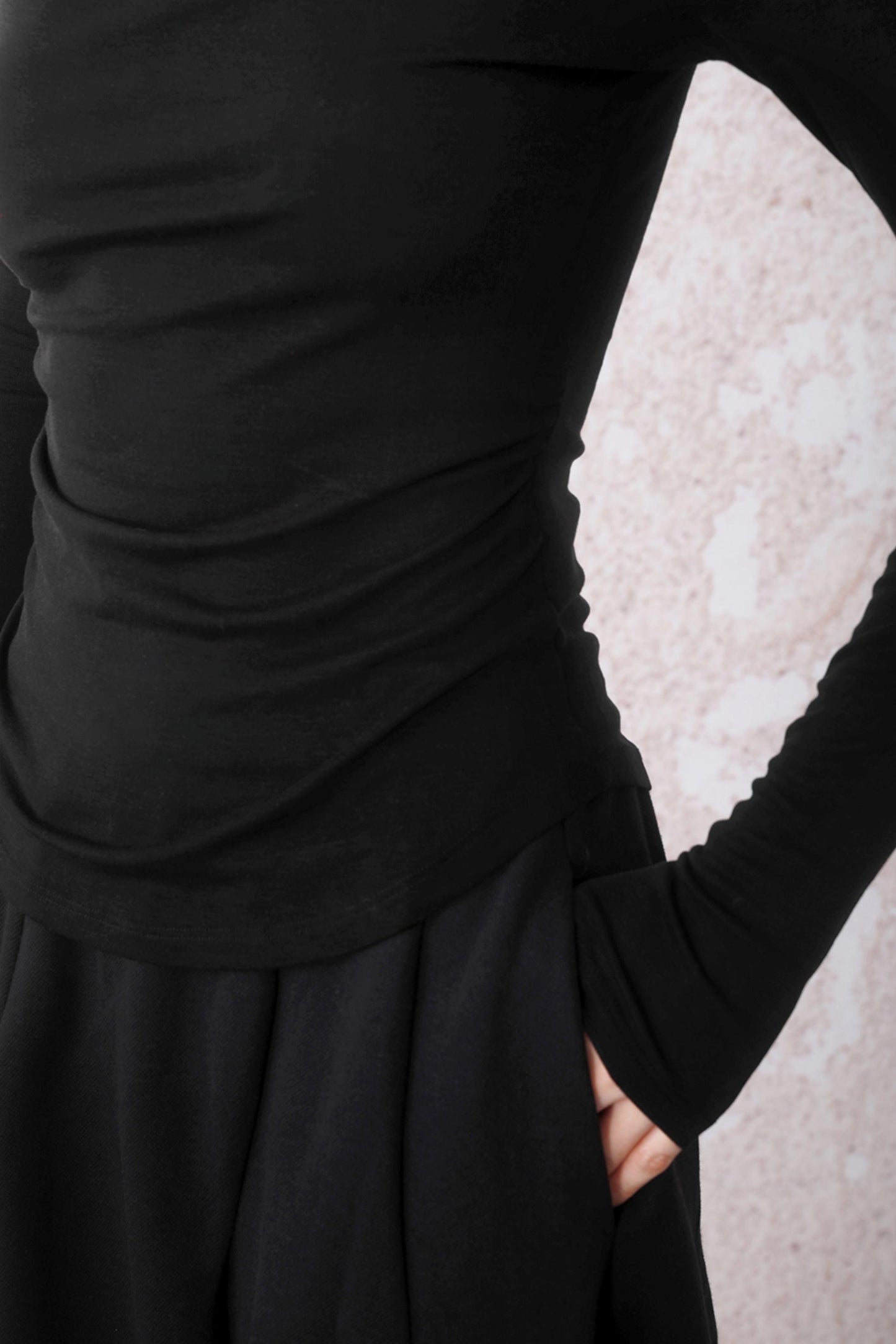 Three-dimensional Warm Semi-Turtleneck T-shirt