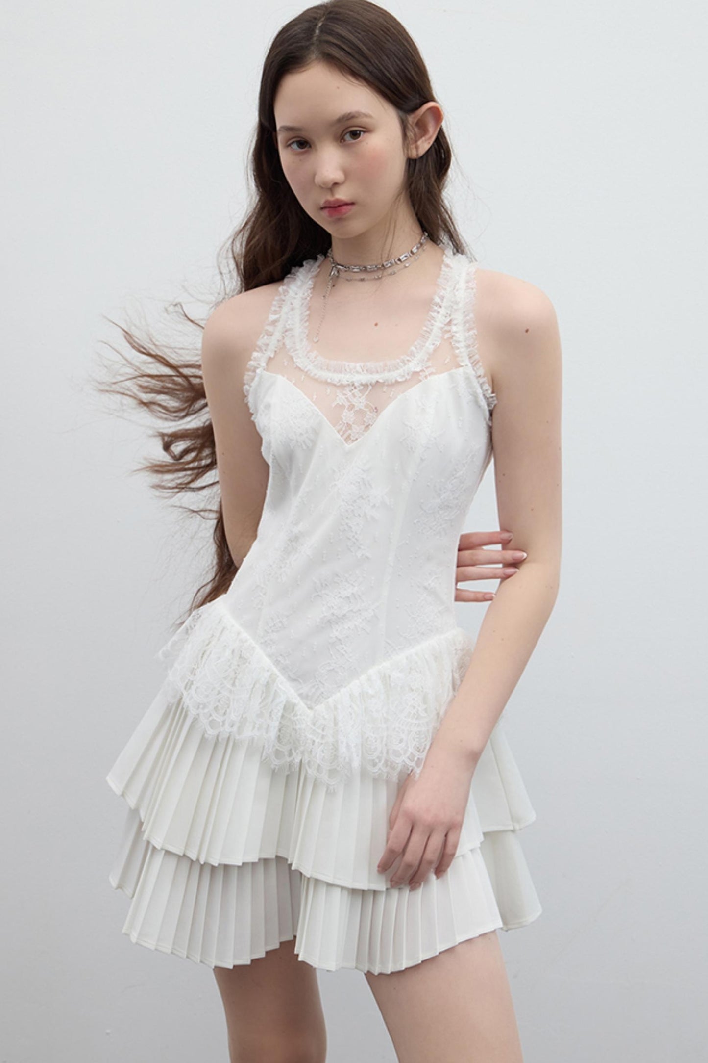 Pleated Bridal Gown Dress