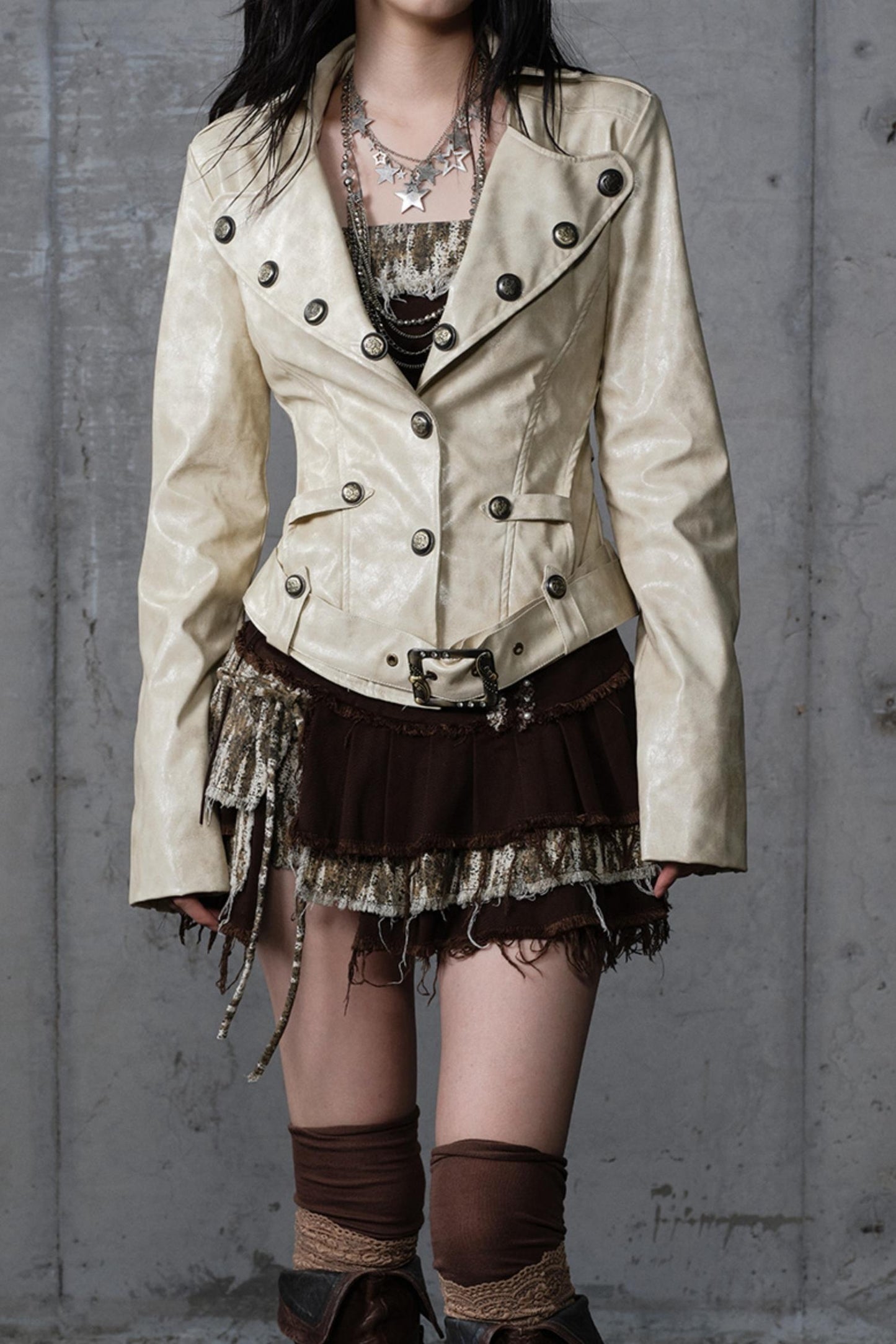 Embroidery Deconstructed  Short Leather Jacket