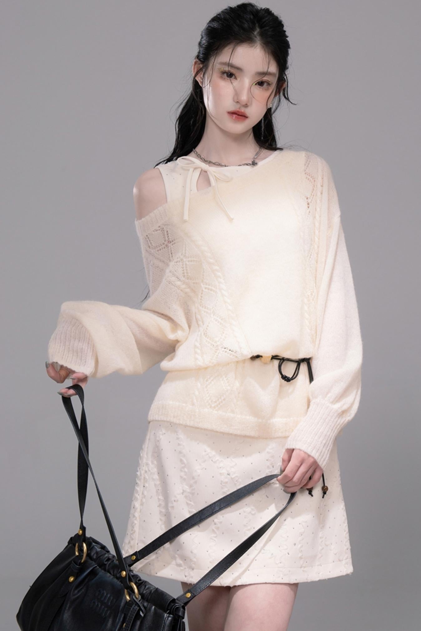 Starlight Jacquard Diamond Vest Dress Set-Up