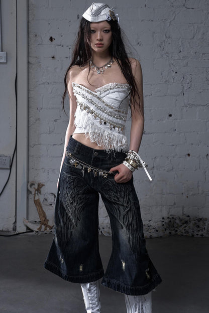 Winged Denim Trousers