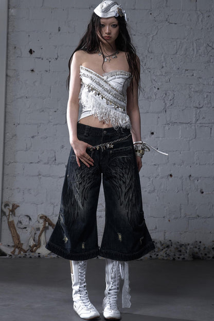 Winged Denim Trousers