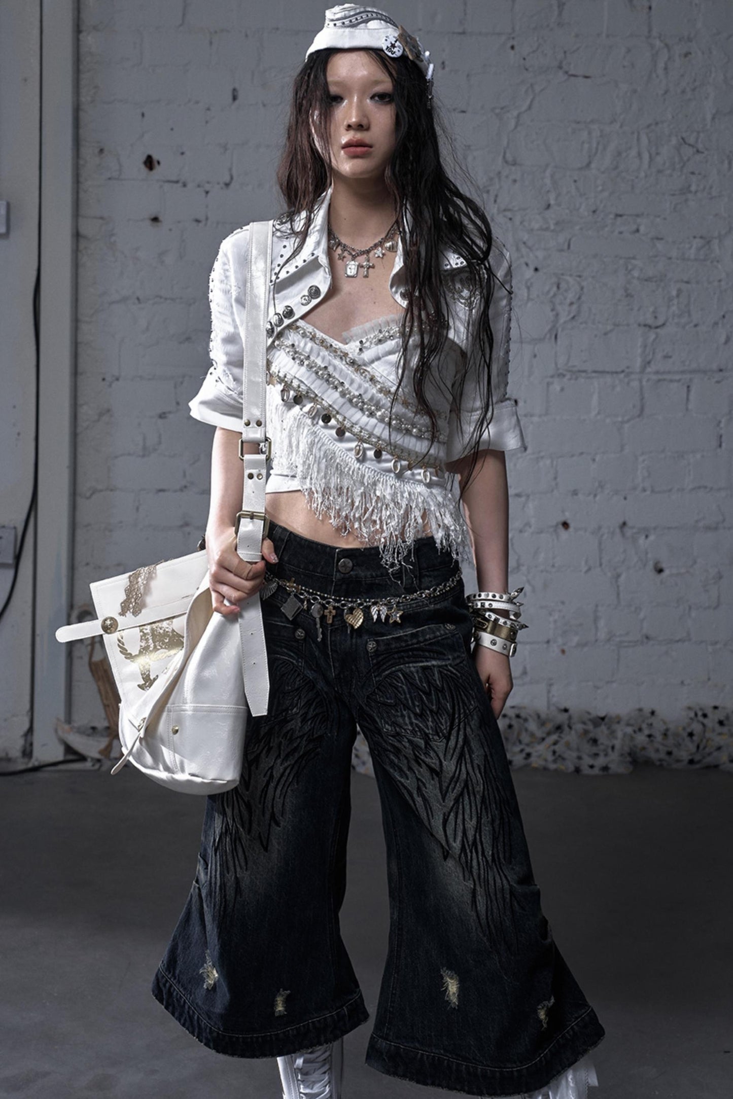 Winged Denim Trousers