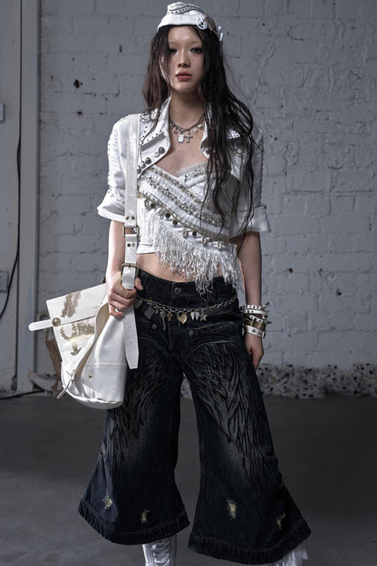 Winged Denim Trousers