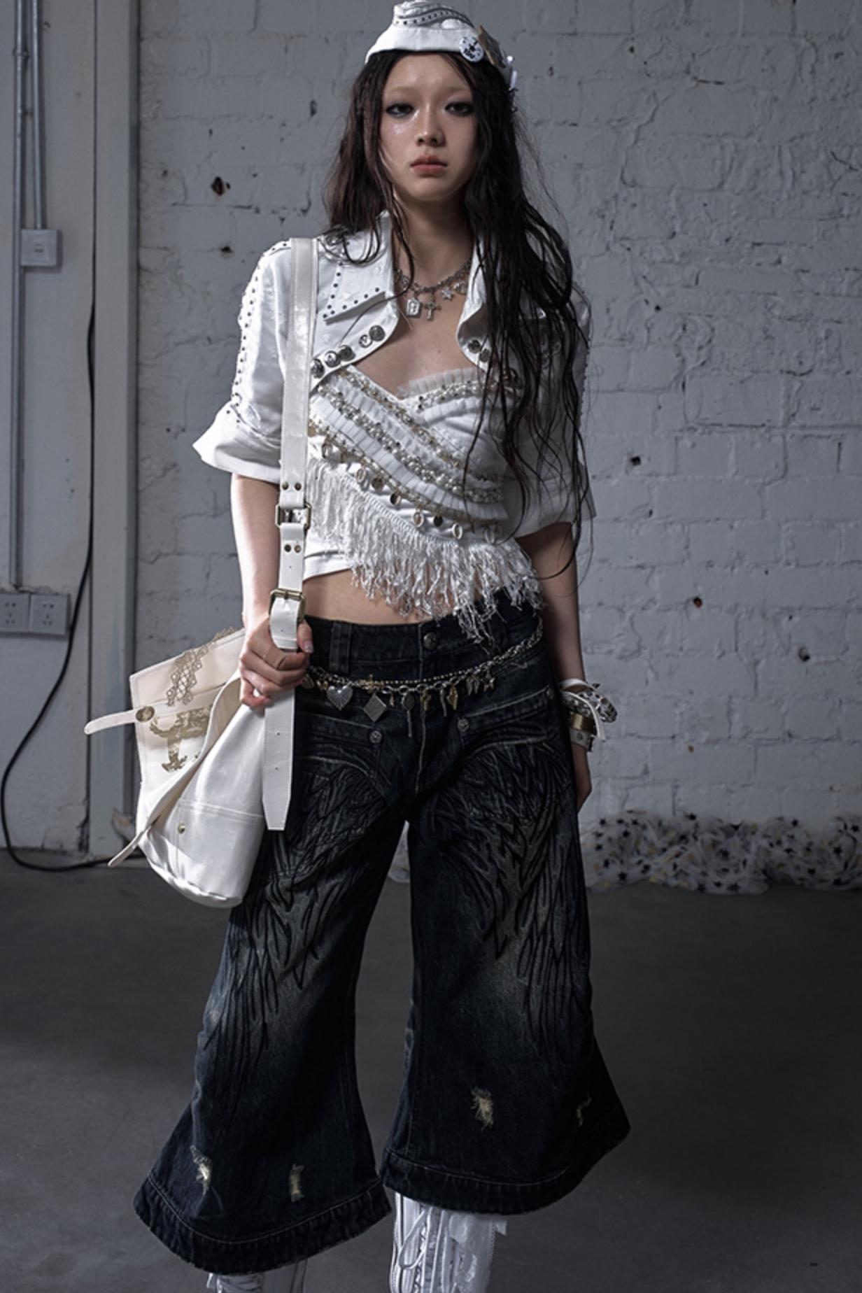 Winged Denim Trousers