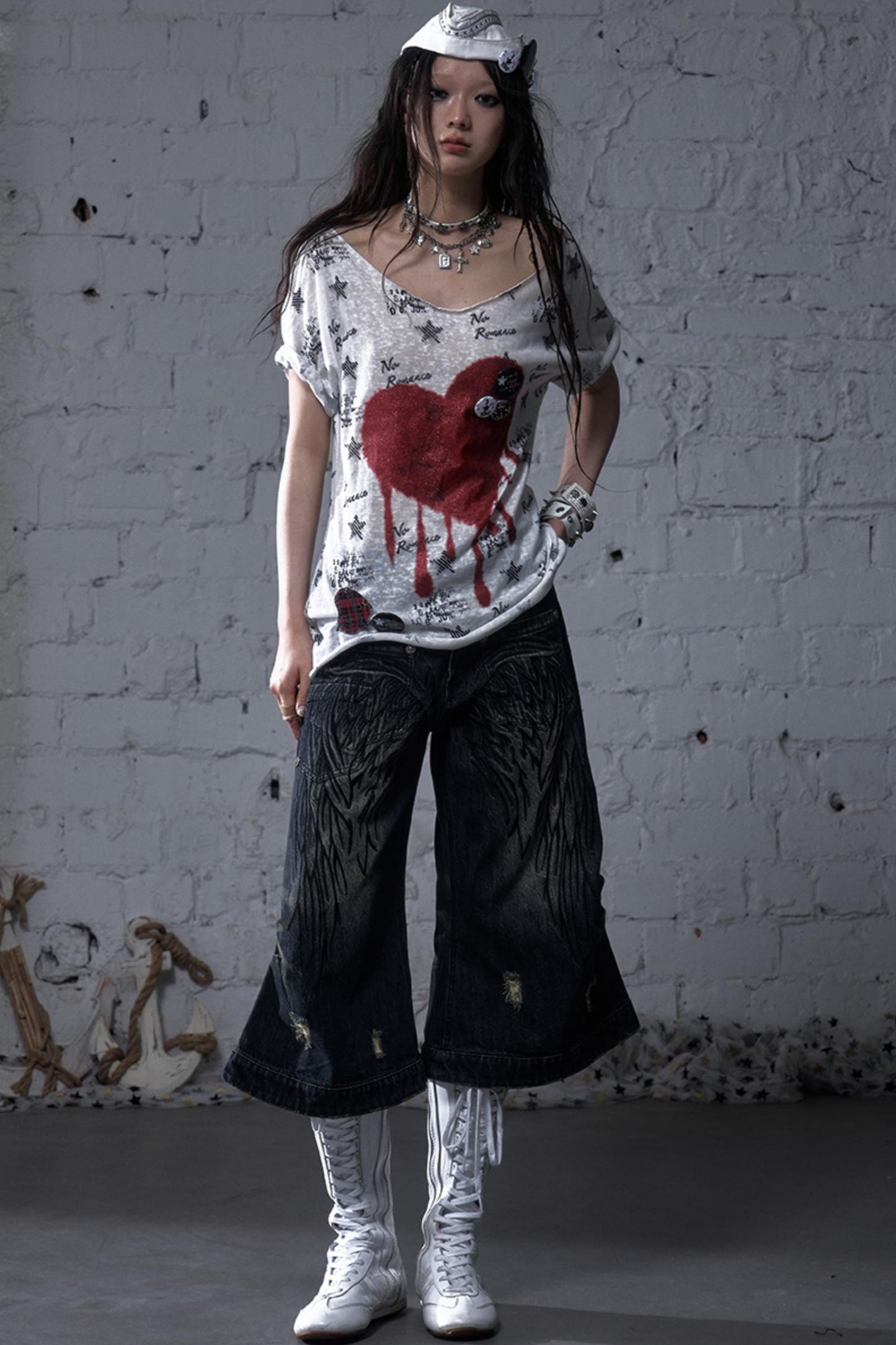 Winged Denim Trousers