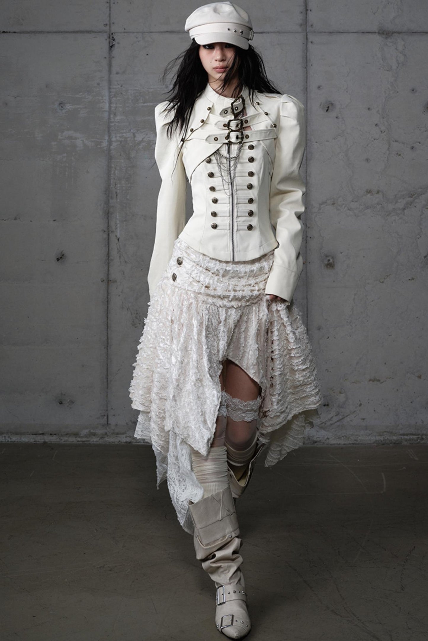 Velvet Irregular Check Bandeau Dress