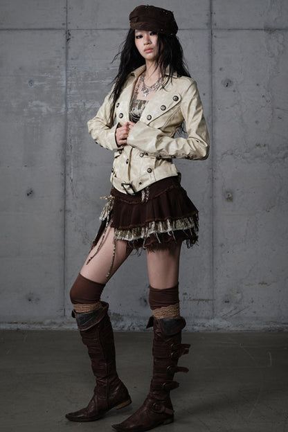 Embroidery Deconstructed  Short Leather Jacket