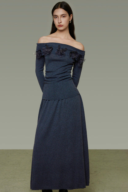 Autumn Knit One-Shoulder Dress