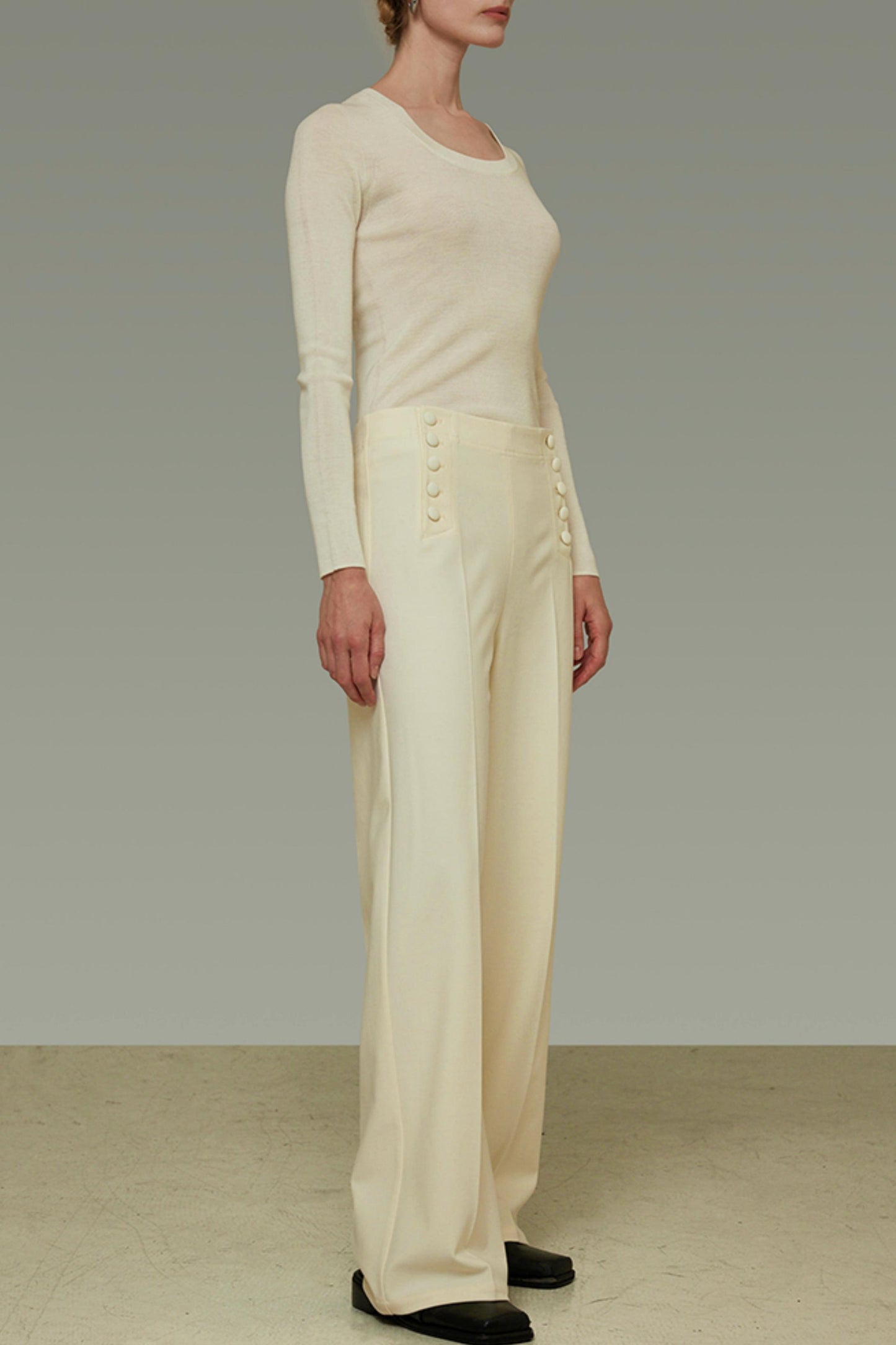 Side Button Loose Fit Pants