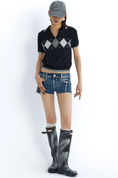 Vintage Diamond V-Neck Tee