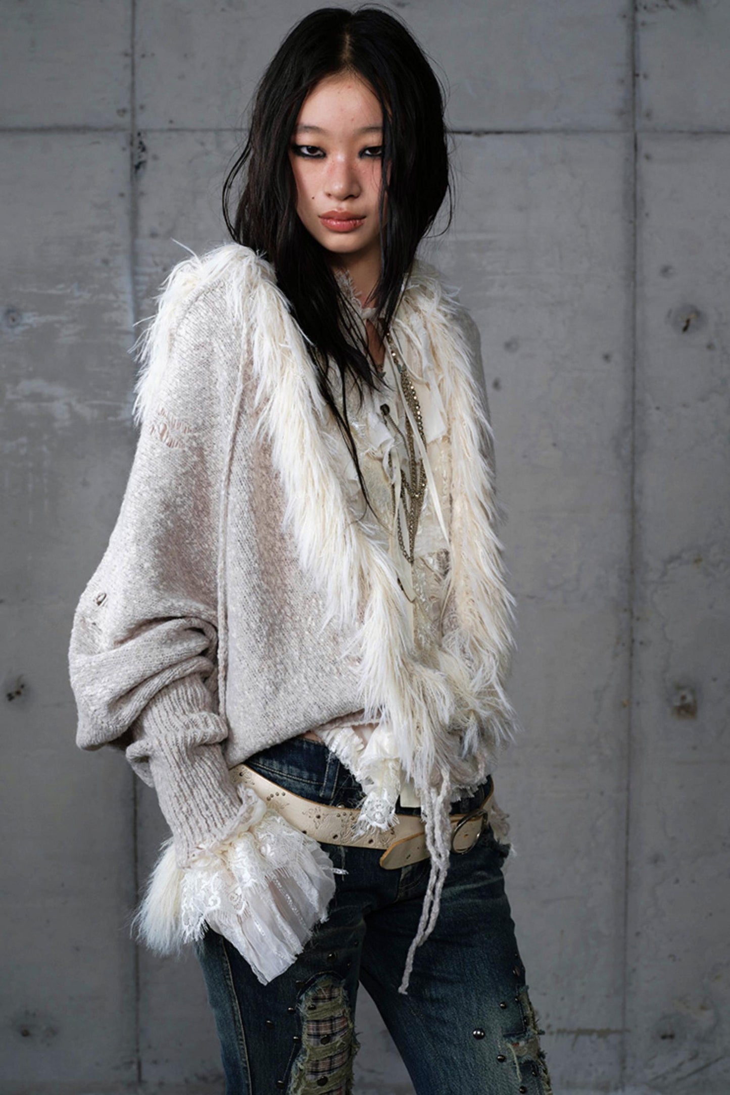 Lazy Vintage Knit Bat Sleeve Hooded Sweater Coat