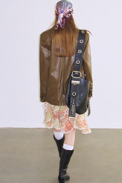 Glänzende gewaschene Lederjacke