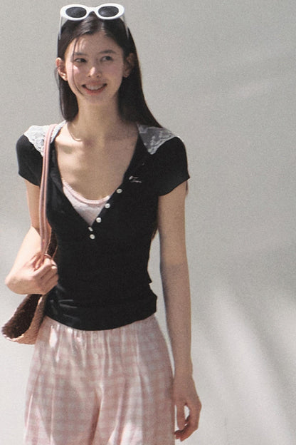 Plaid Linen Suspenders Set-Up