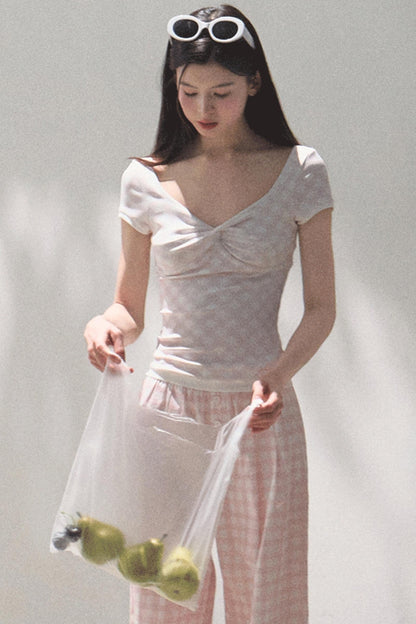 Plaid Linen Suspenders Set-Up